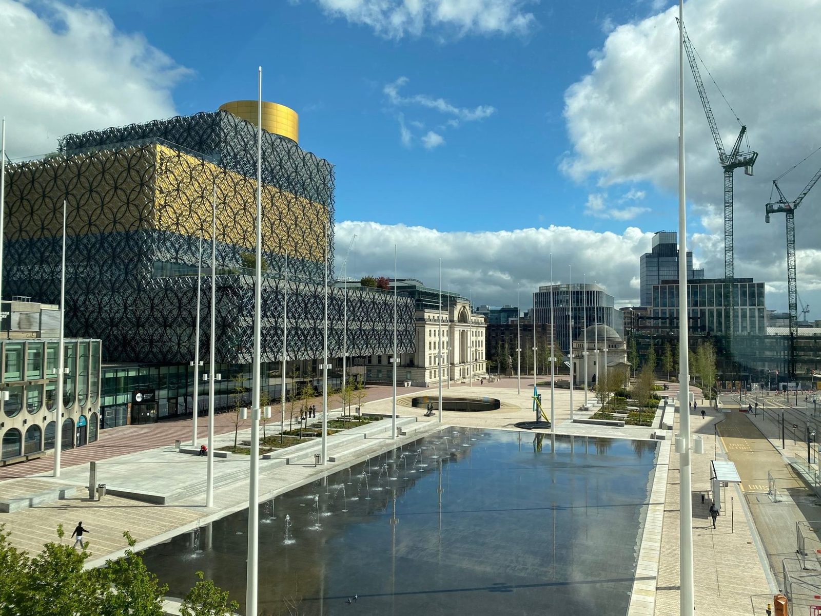 Centenary Square in Birmingham with the Library of Birmingham and city centre offices