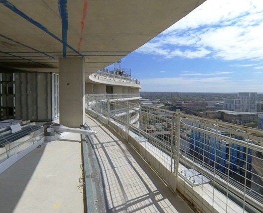 The same view on 27 April 2021, internal framing under way